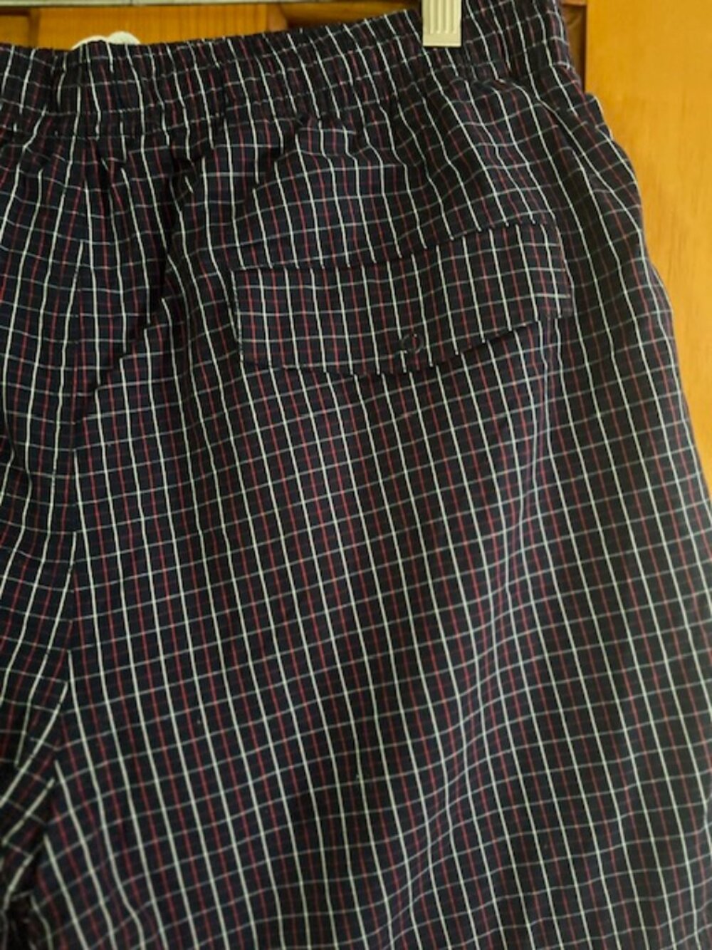 BOAST SWIM SHORTS TRUNKS Plaid W/ Wht Side Piping Logo Men's Large - Picture 5 of 8